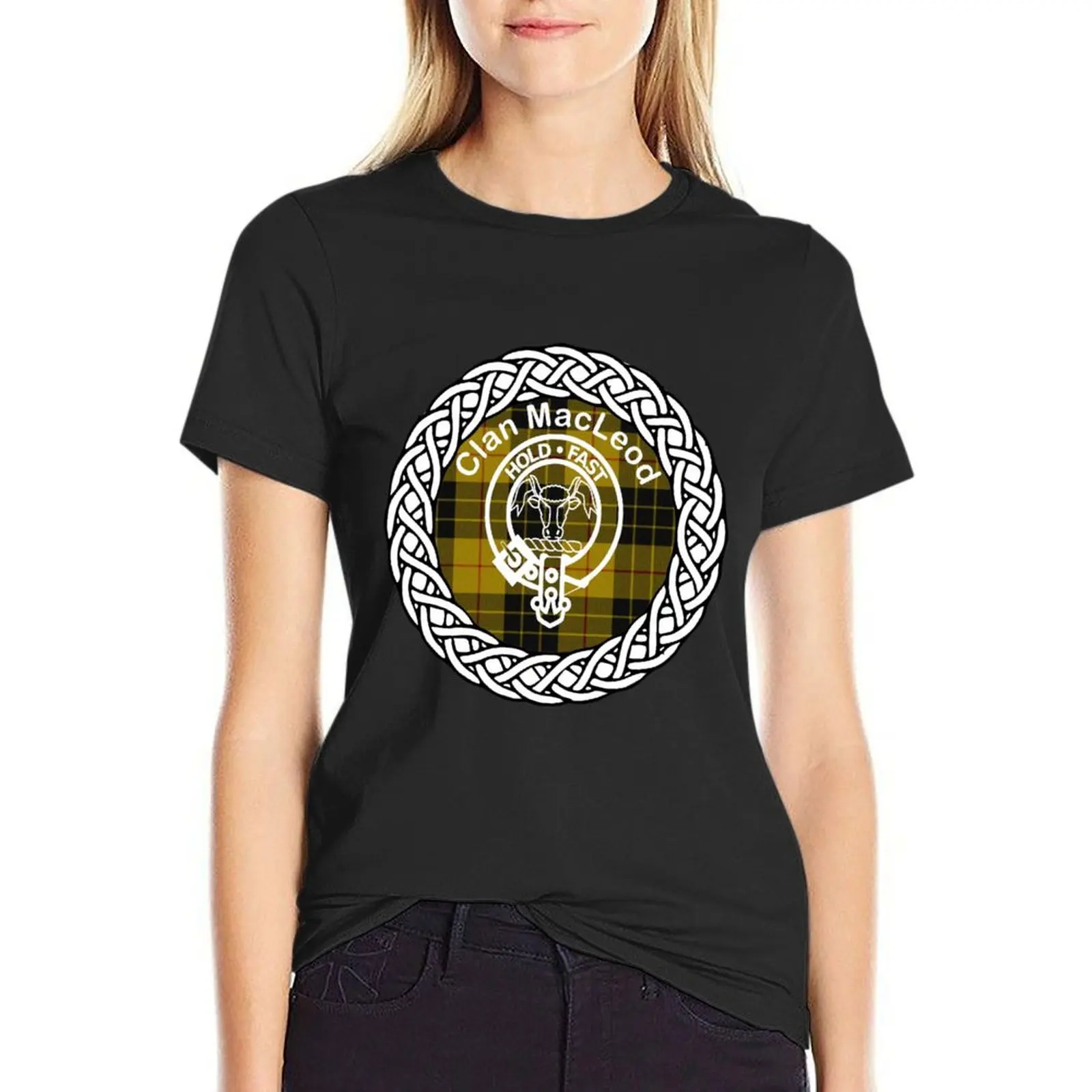

MacLeod Scottish Clan surname last name tartan crest badge T-Shirt kawaii clothes plus size t shirts for Women loose fit