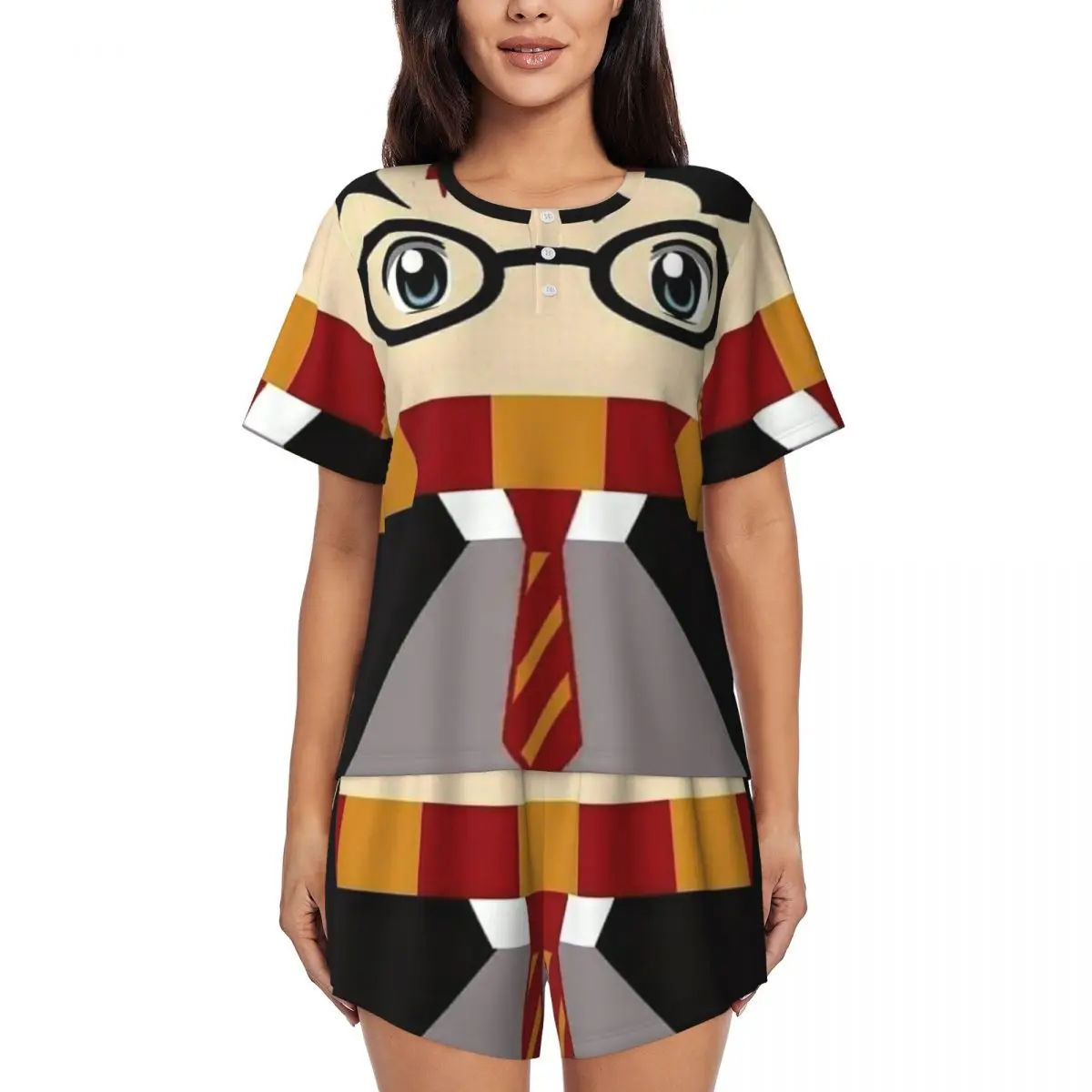 

Women's Harrys Magic Adventure Movies Potters Pajamas Set Custom Printed Short Sleeve Sleepwear Loungewear Pjs 2 Piece Sets