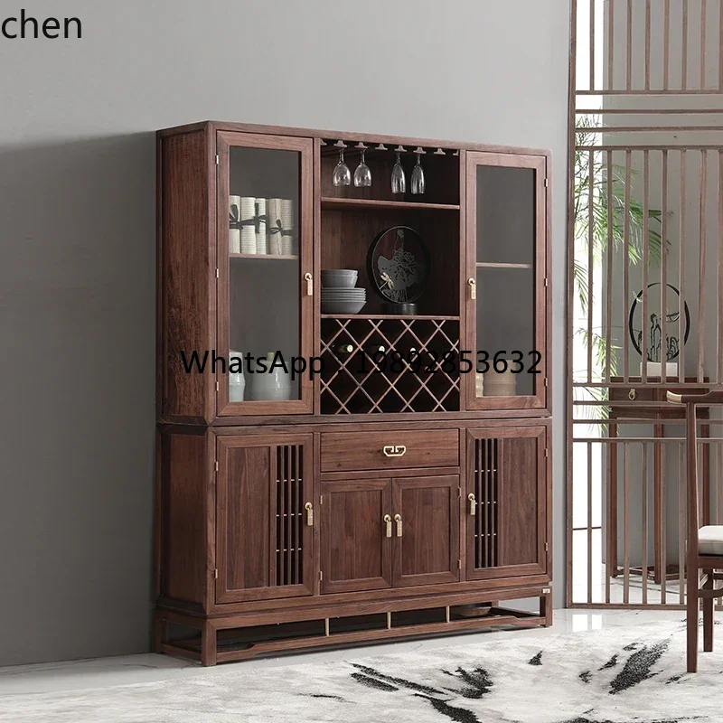 solid wood dining side cabinet Zen black walnut storage cabinet tea cabinet furniture