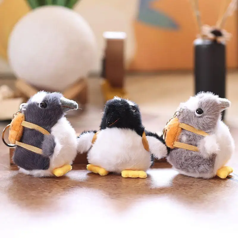 أكياس Kawaii البطريق الصغير أفخم المفاتيح الكرتون محشوة دمية كيرينغ حقيبة قلادة على ظهره معلقة الديكور هدايا عيد الميلاد