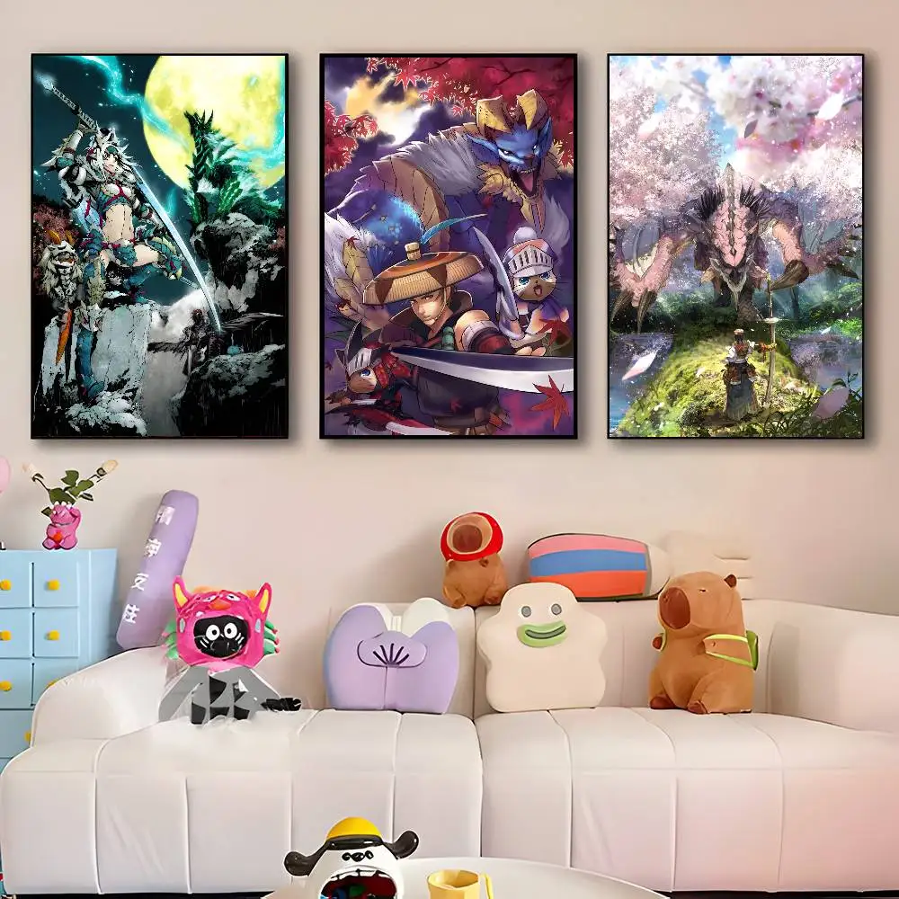 Hot Game Anime M-Monster H-HunteR W-Wilds Manga Posters HD Print Vintage Wall Art Decor for Home Study Room