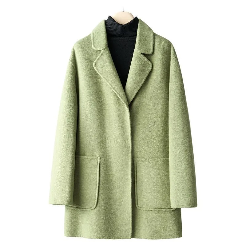 

New Autumn 2025 30% Cashmere 70% Wool Casual Long Coat Double-sided Woolen Jacket