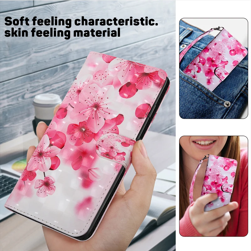 For Xiaomi Redmi NOTE 10 12 Pro Plus 4G/5G 3D Flower Case For Redmi 11A A1 2022 3D Cat and Dog Magnetic Flip Leather Case