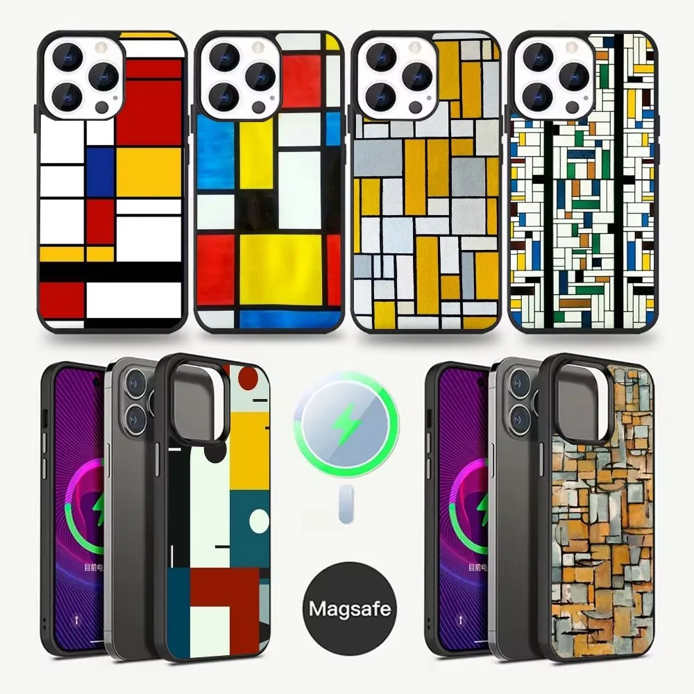 

Mondrian Color Square Art Phone Case For iPhone 16,15,14,13,12,11,Pro,Max,Plus,Mini,Magsafe,Magnetic Wireless Charging Case