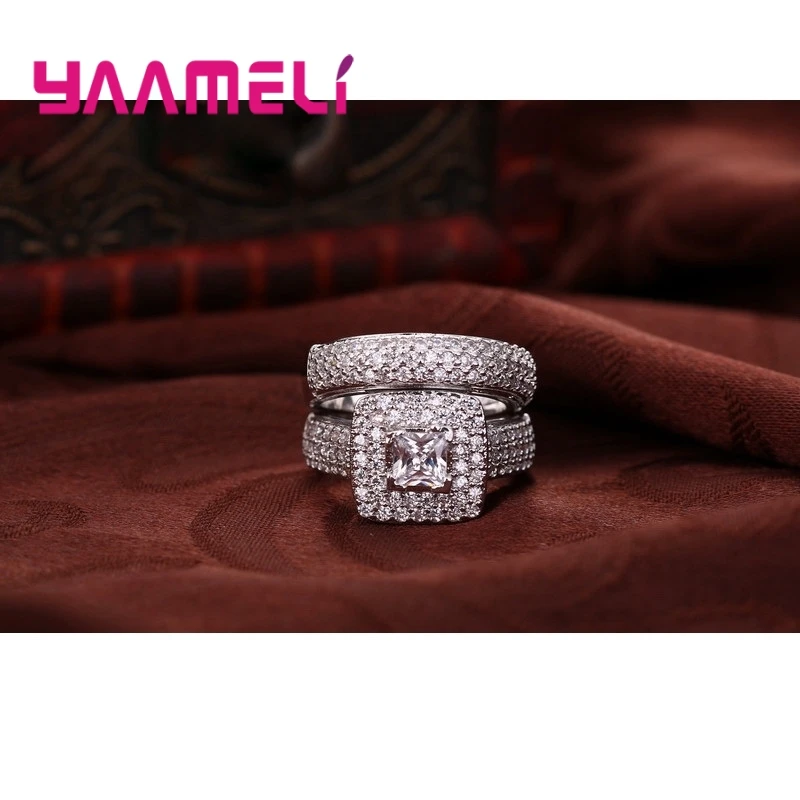 925 Sterling Silver Engagement Rings Romantic Fashion Jewelry Cubic Zircon Finger Ring Decoration for Women Girls Wholesale