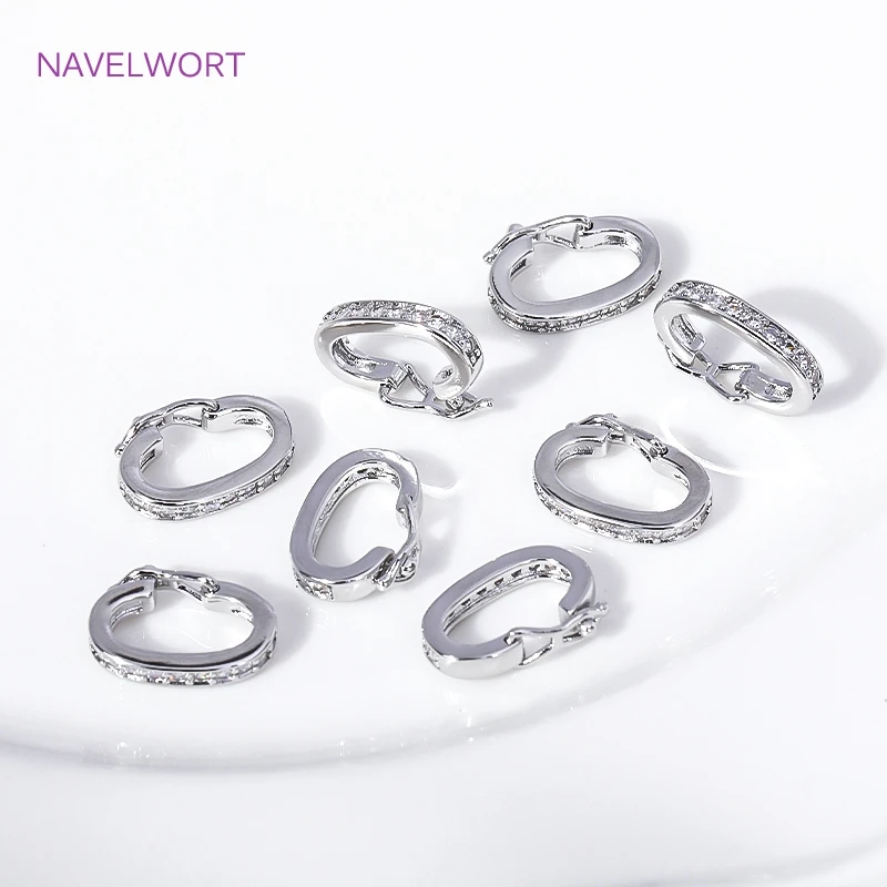 18K Gold Plated Brass With Zircon Oval Shape Shortner Clasp For Jewelry Making Supplies DIY Pearl Necklace Bracelet Beads Clasps