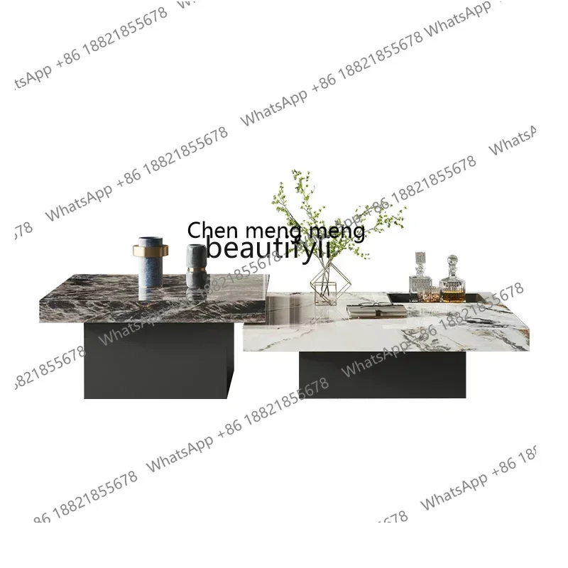 X  Italian light luxury rock slab square coffee table small apartment minimalist marble tea table designerAA