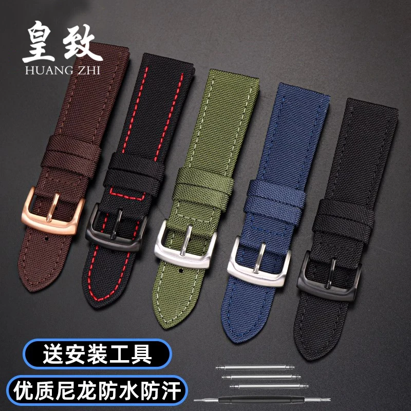 시티즌 에코 드라이브 시계 밴드, 세이코 티쏘 TIMEX 나일론 캔버스 가죽 시계 스트랩, 남성용 팔찌, BM8475, BM7140, 20mm, 22mm, 24mm