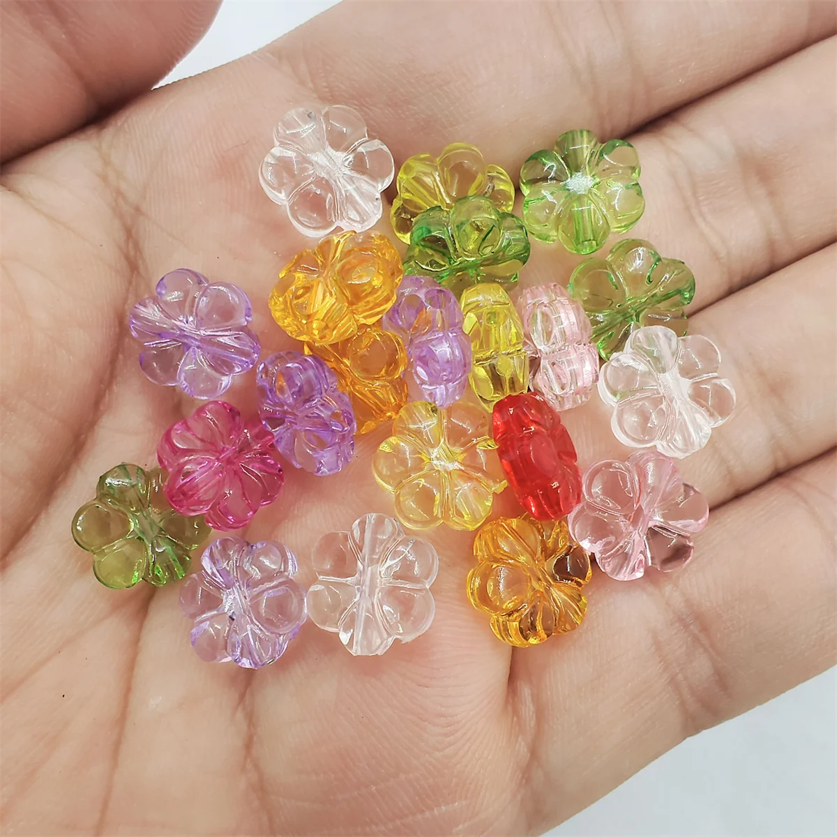 10mm 20Pcs Candy colored floral acrylic transparent beads for DIY fashion necklace bracelet material accessories