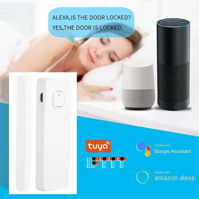 1Set WiFi Pintu Jendela Sensor untuk Smart Alarm Sensor Tidak Ada Hub Diperlukan Isi Ulang R2LB