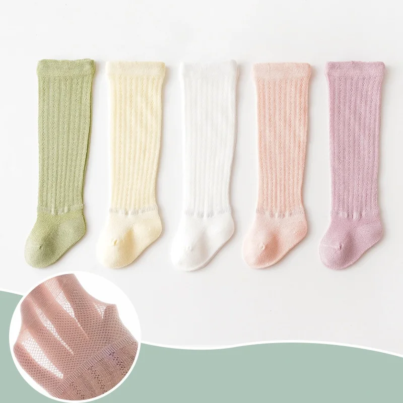 

0-3Yrs Newborn Baby Girls Boys Long Socks Cotton Soft Toddler's Socks Summer Mesh Thin Infant stockings For Girls Boys 2024 New