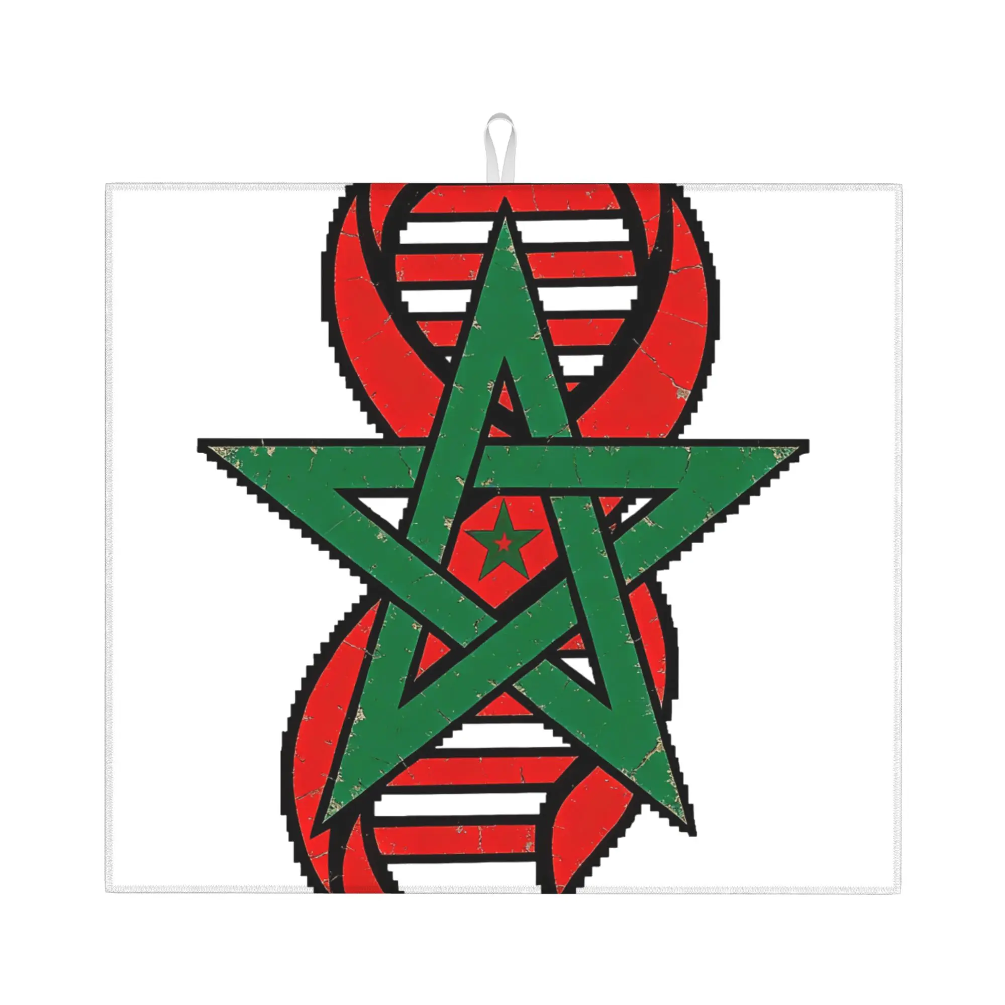 Morocco Moroccan Flag Non Slip Kitchen Counter Protector Mat Barware Tableware Reusable  Bathroom Drying Mat For Kitchen