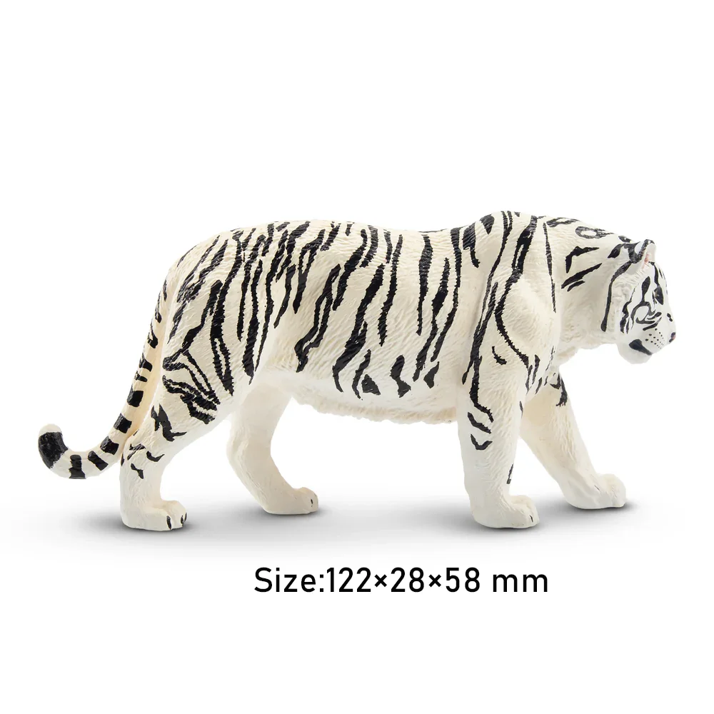 Toymany simulação tigre branco vida selvagem modelo animal brinquedo mini figuras bonecas estatuetas de ação brinquedos crianças presente bolo decora