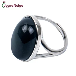 Genuine Obsidian Stone Rings Adjustable Size Natural Gem Gemstone Rings for Women Men Fashion Crystal Jewelry Gift