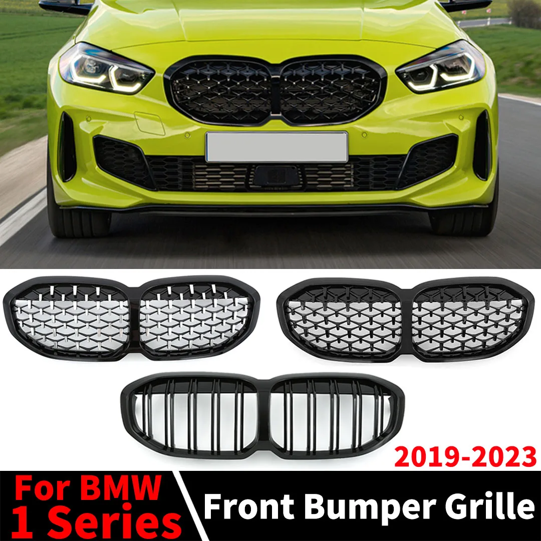 For BMW F40 1 Series 2019-2023 Like 128ti M135i 118i Double Slat Grille Front Kidney Bumper Grill Radiator Grid Tuning Accessory