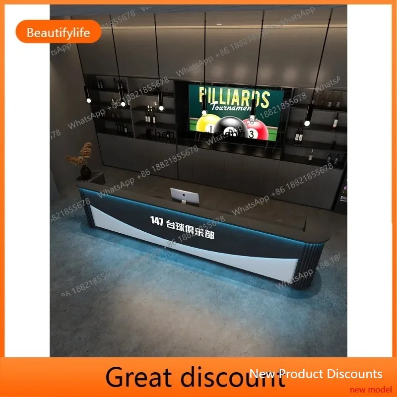 Billiards hall bar industrial style checkout page retro counter gym restaurant hotel reception desk