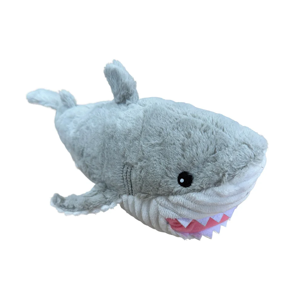 لعبة الكلب القطيفة على شكل سمكة قرش - لعبة مضغ تفاعلية متينة مضادة للعض، دمية رفيق محشوة ناعمة لتخفيف الملل، #3