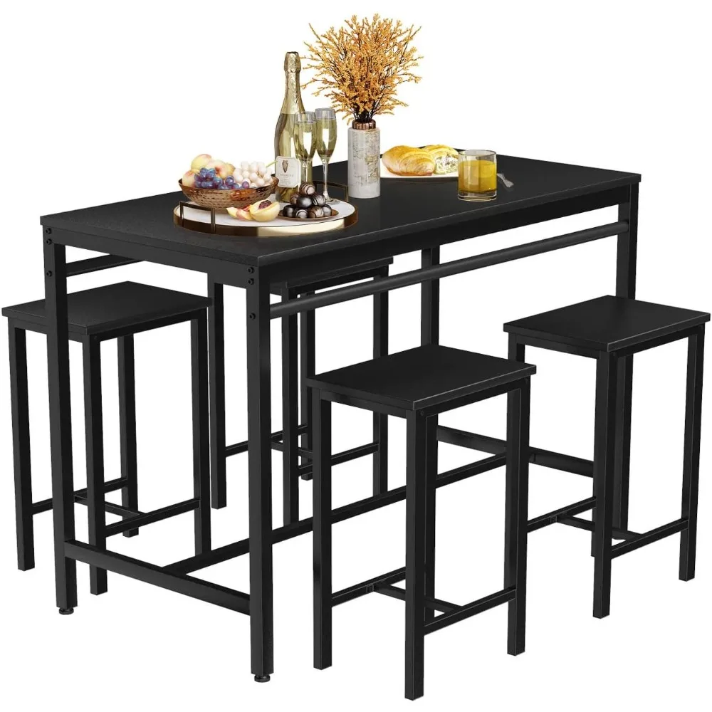 

4, Counter Height Stools, Bar Chairs, Kitchen Dining Table Set for Breakfast Nook, Small Space Living Room, Black