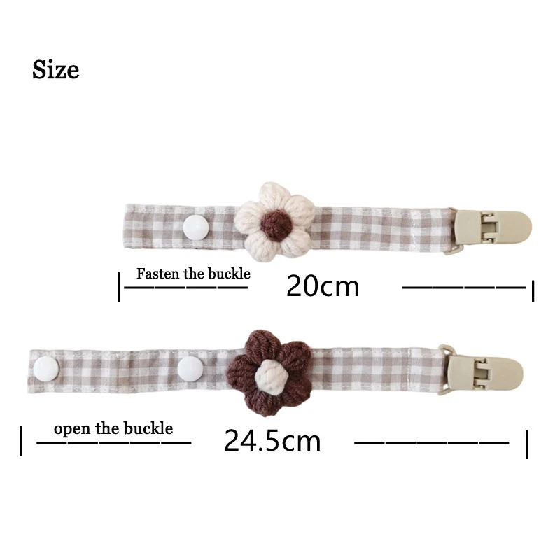 Gewebte Blume Baby Schnuller Clip Kreative Karierte Schnalle Nippel Kette Neugeborenen Schnuller Zahnen Anti Verlust Seil Kette – Detail 1