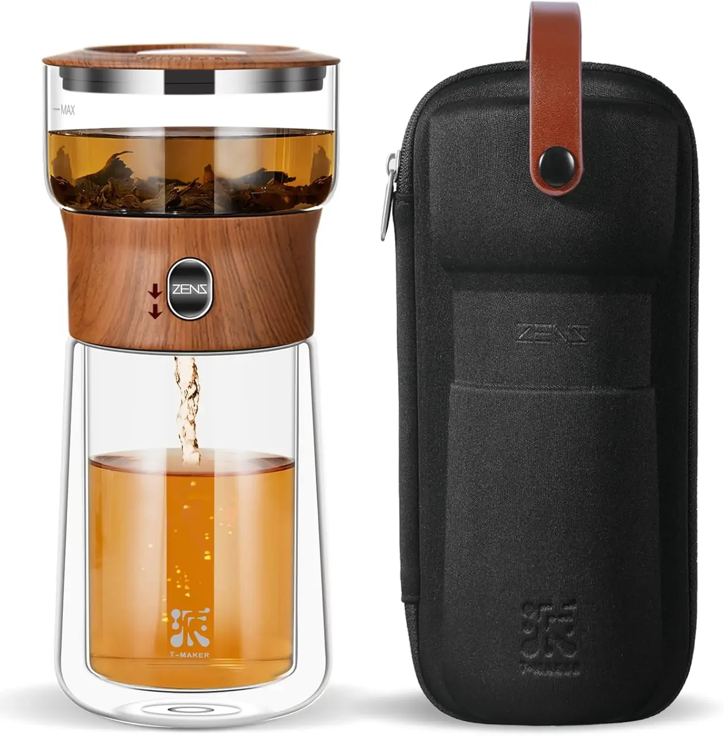 

Modern Glass Infuser Teapot with Insulated Mug and Case, One-Touch Tea Maker for Loose Leaf Tea - Perfect Gift for Tea Lovers