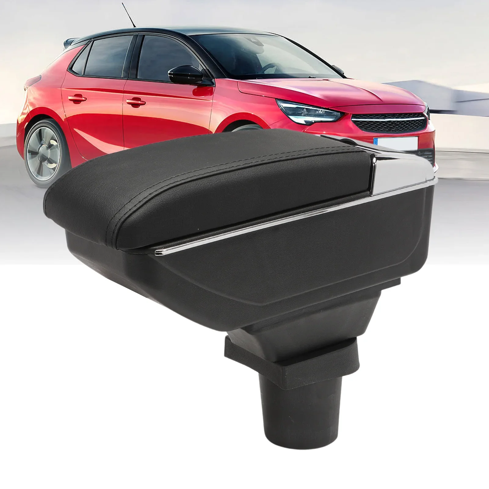 Black Central Armrest Armrest Two-Layer Centre Console Armrest Storage Compartment for Opel Corsa F 2020-2022