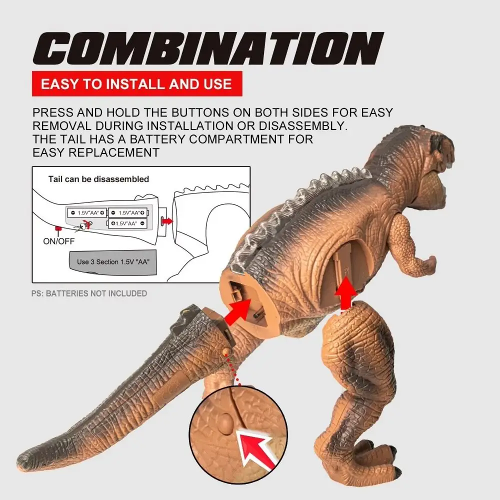 Inertial Sliding RC Dinosaur Car Toys Models Plastic Remote Control Robot Toys Durable Portable Simulation T-Rex Toys