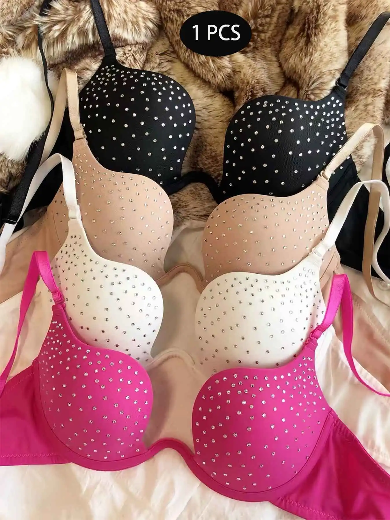 Französischer Stil Strass Sexy Push-Up U-förmiger Weicher Bügel-BH-Set mit Lifting-Effekt für einen Vollere-Optik-Look