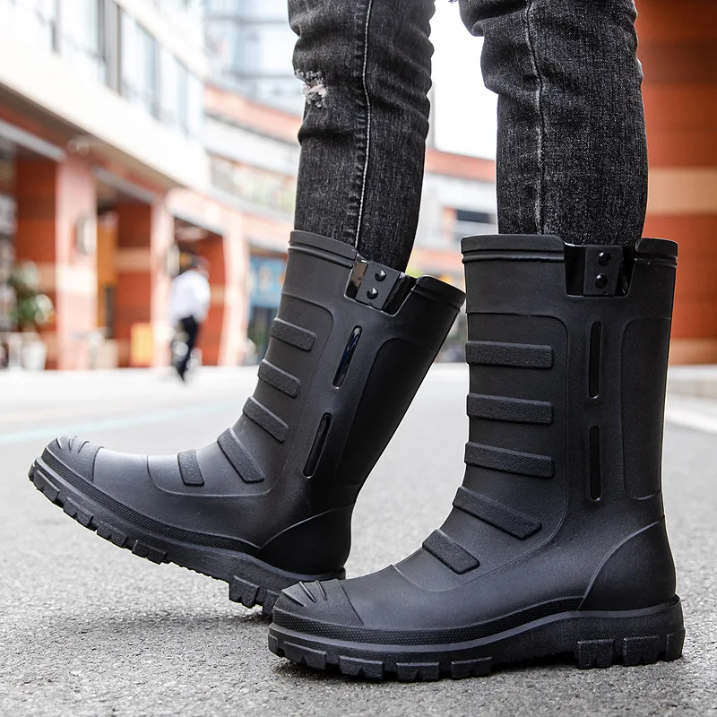 Outdoor Men Boots for Couples High Rain Shoes Waterproof Galoshes Husband Fishing Work Garden Rainboots Women Men Rubber Shoes