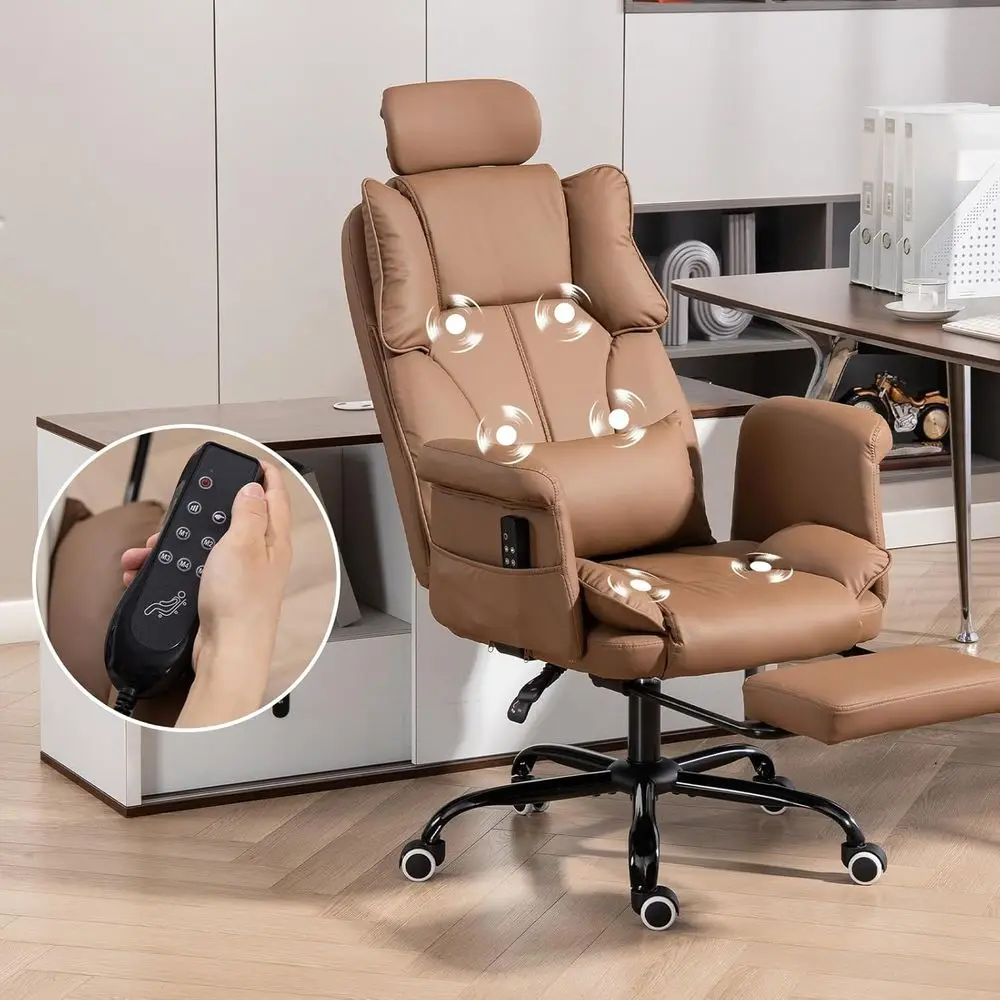 

Кожаное игровое кресло Executive с функцией 155-градусного наклона ° Массажер для спины с 6-точечной вибрацией для снятия боли в пояснице