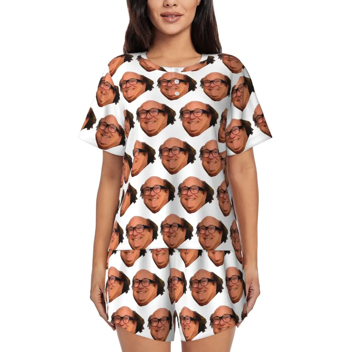 

Ночные рубашки с круглым вырезом и короткими рукавами Danny DeVito Prism, женские свободные пижамные комплекты, короткие брюки