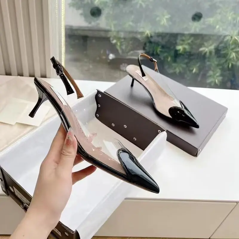 

Designer Brand Original Heart-shaped Transparent Baotou Sandals For Women, Slim Heels, Pointed High Heels For Women