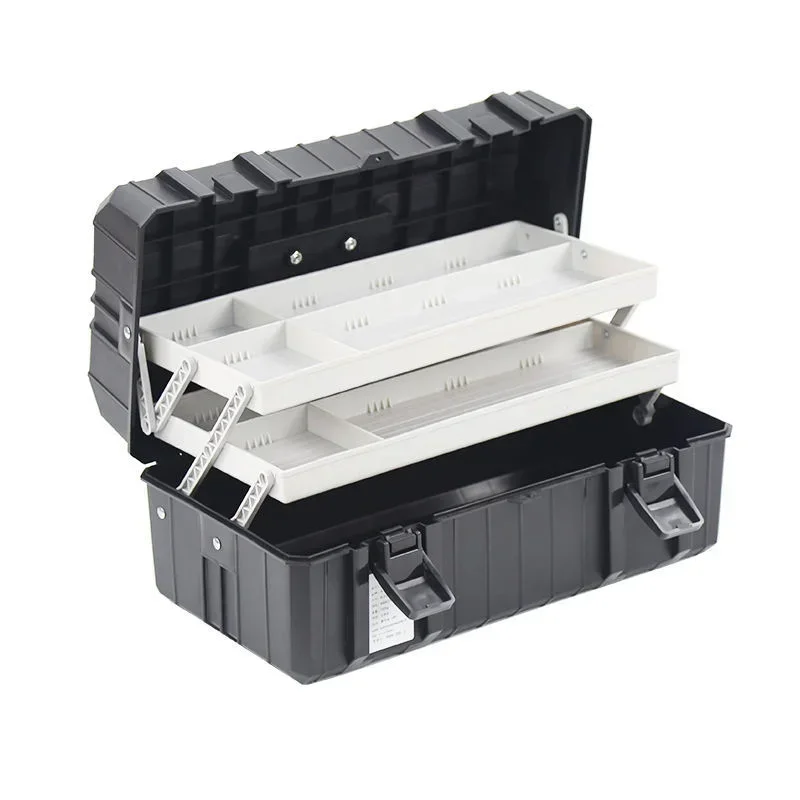 Three Layer Plastic Foldable Toolbox Household Maintenance Electrician Tool Multi-functional Box Storage Case