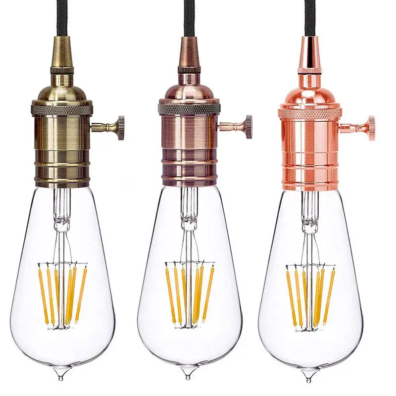 E27 Aluminum Alloy DIY Lamp Base With Switch Vintage Screw Socket Antique Lamp Holder Fixture