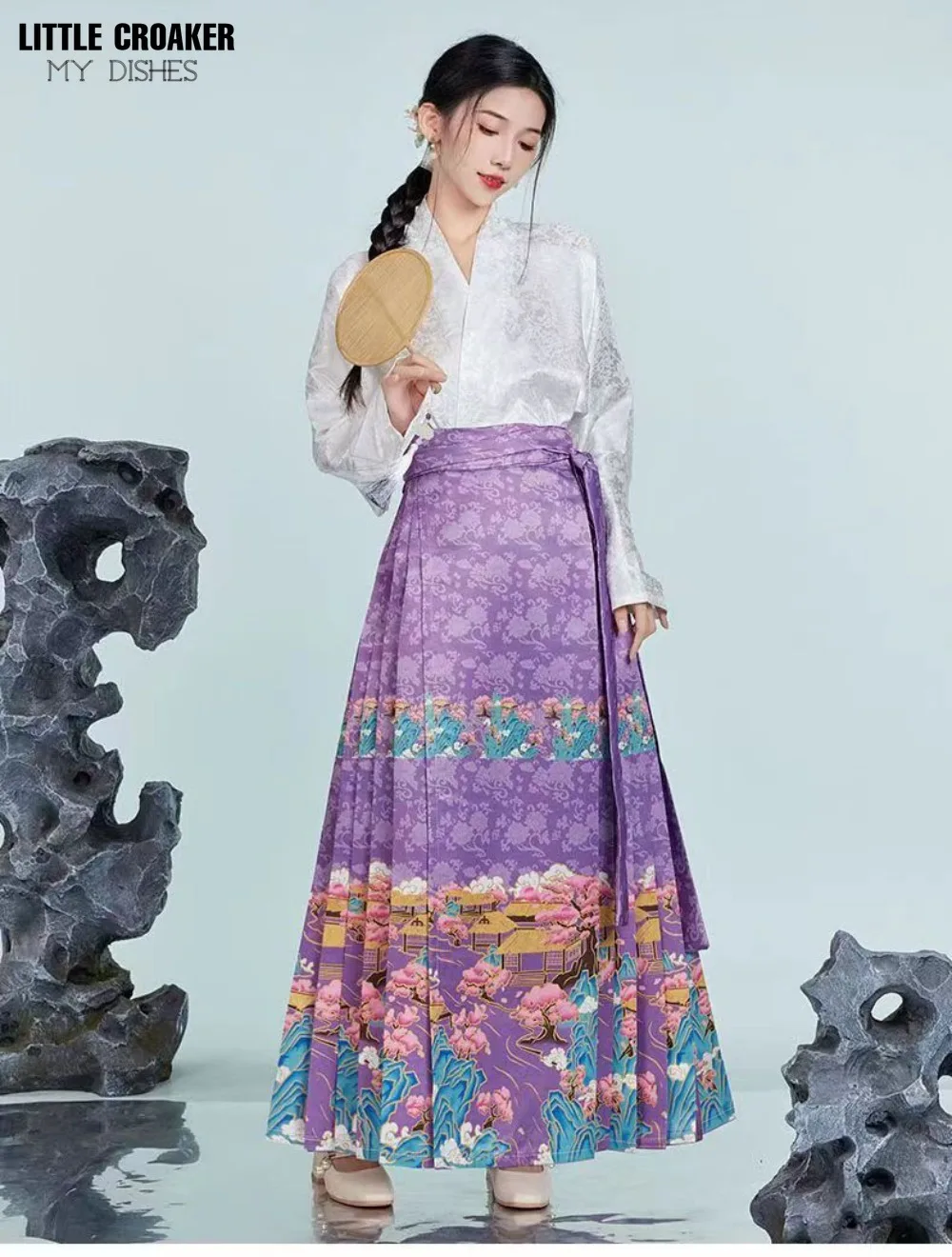 Vintage Daily Hanfu Horse Face Skirt Women Han Bok Chinese Traditional Hanfu Shirt Red Blue Black Pleats Skirt Mamianqun