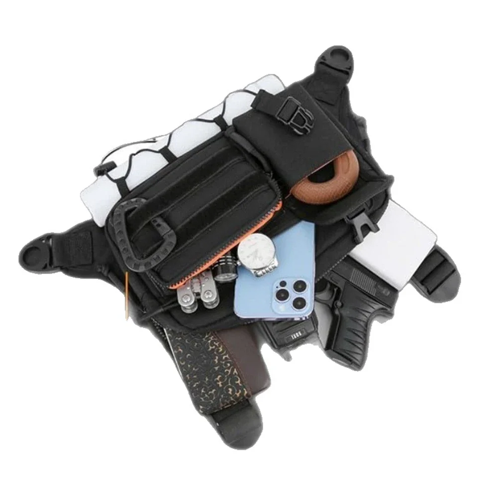 Outdoor Cycling Chest Bag Large Capacity Multifunctional Vest Chest Bag Nylon Vest Bag Travel Commute Sports Backpack