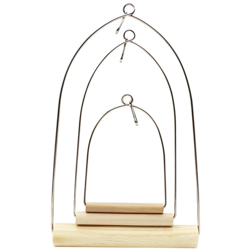 Bird Perch Stand Natural Wooden Birds Perch Parrots Hanging Swing Cage Toys Stand Holder Pendant