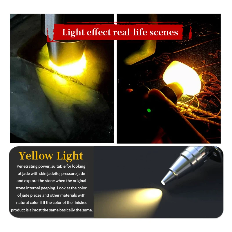 Led Flashlight Usb Rechargeable Outdoor Home Portable Torch Three Light Source Jade Lamp