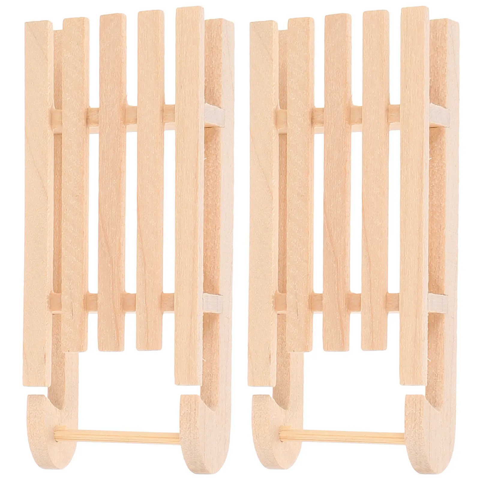 

2Pcs Mini Christmas Sleigh Ornament Wooden Dollhouse Accessory Safe Odor Free Sleight Decor for Mini House Festive Atmosphere