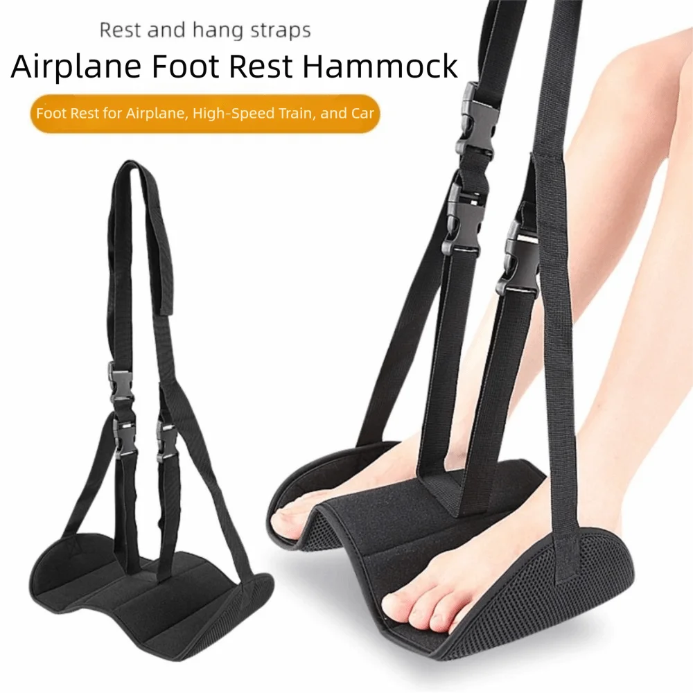 Adjustable Airplane Foot Hammock Breathable Comfortable Airplane Foot Rest Lightweight Portable Travel Hanging Footrest
