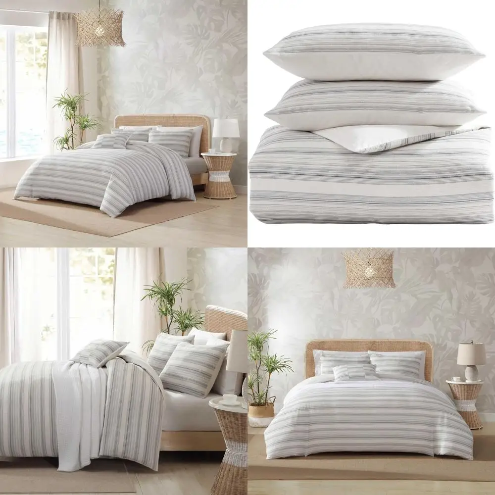 

Роскошный комплект пододеяльников из мягкого жаккарда в полоску с подходящими шамами, островной микроцвет слоновой кости, королевский размер