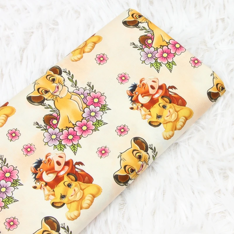 Sale Width 110cm Disney Princess The Lion King Mickey Cotton Fabric for Tissue Sewing Quilting Fabric Needlework Material DIY