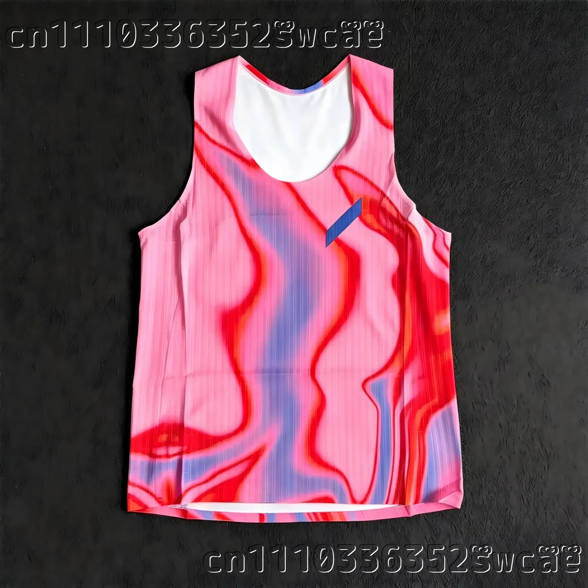 Wellenmuster-Lauf-Tanktop, atmungsaktives Mesh-Sportshirt, ärmelloses Shirt für Fitness, Marathon-Training, Familien-Set – Detail 12