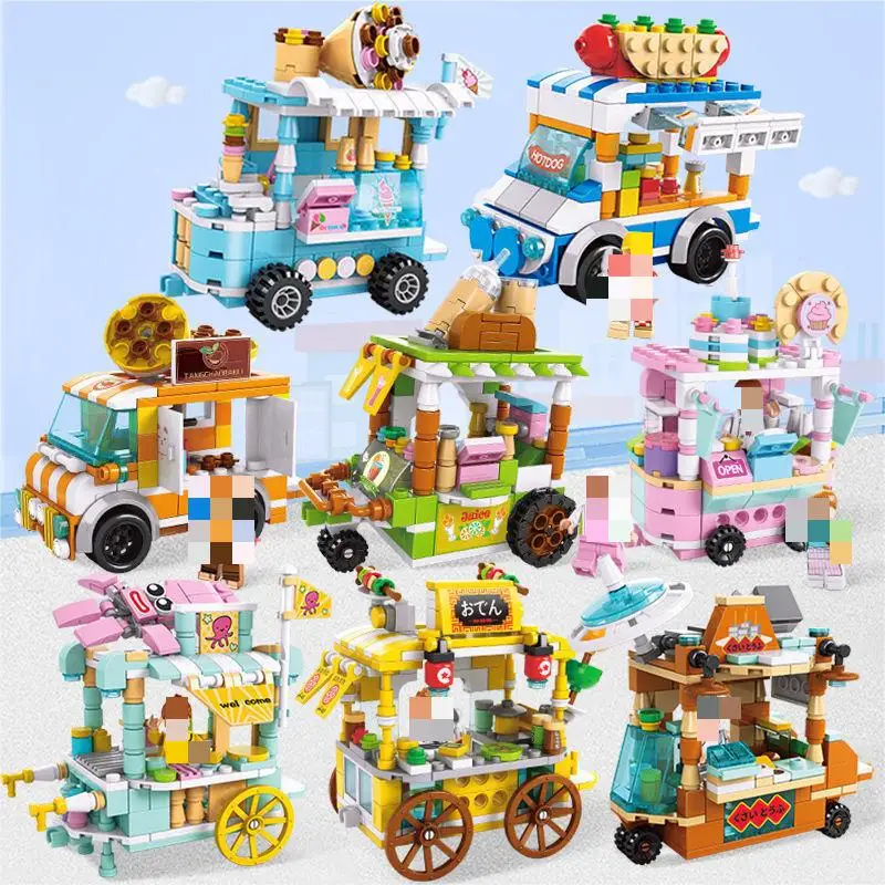 

Snack cart Building Blocks Mini City Store Street View Snack Street Children's Toys Boys and Girls Gifts Compatible With Lego
