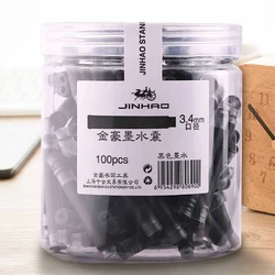 2.6/3.4mm JINHAO 100pcs Fountain Pen Ink Cartridges Refills Set Disposable Fountain Ink Bottle Black Blueblack Erasable Blue Ink