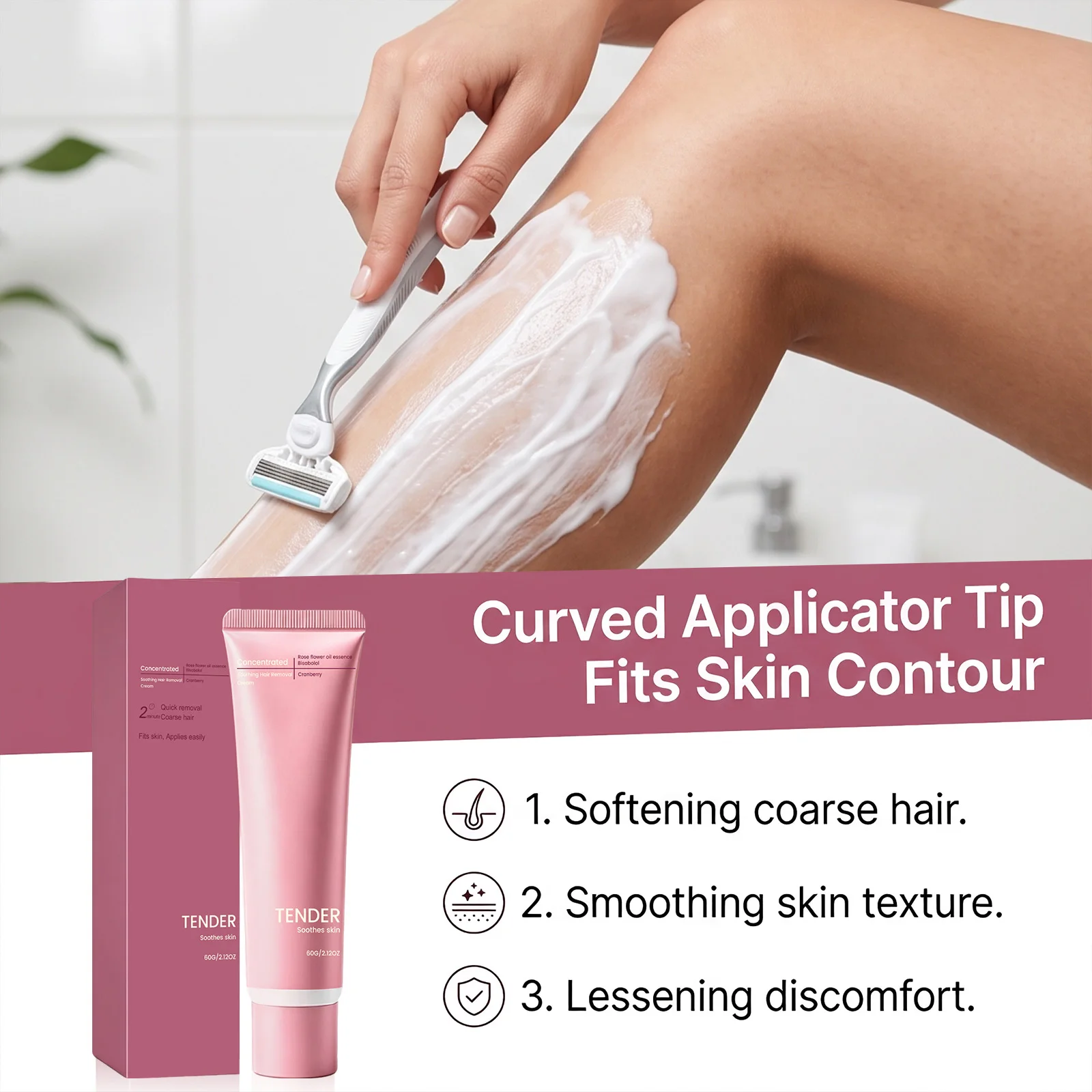 Gentle Hair Removal Cream Soothing Smoothing Body Legs Arms Underarms Sensitive Skin Friendly Depilatory Cream For Women Wen 60g