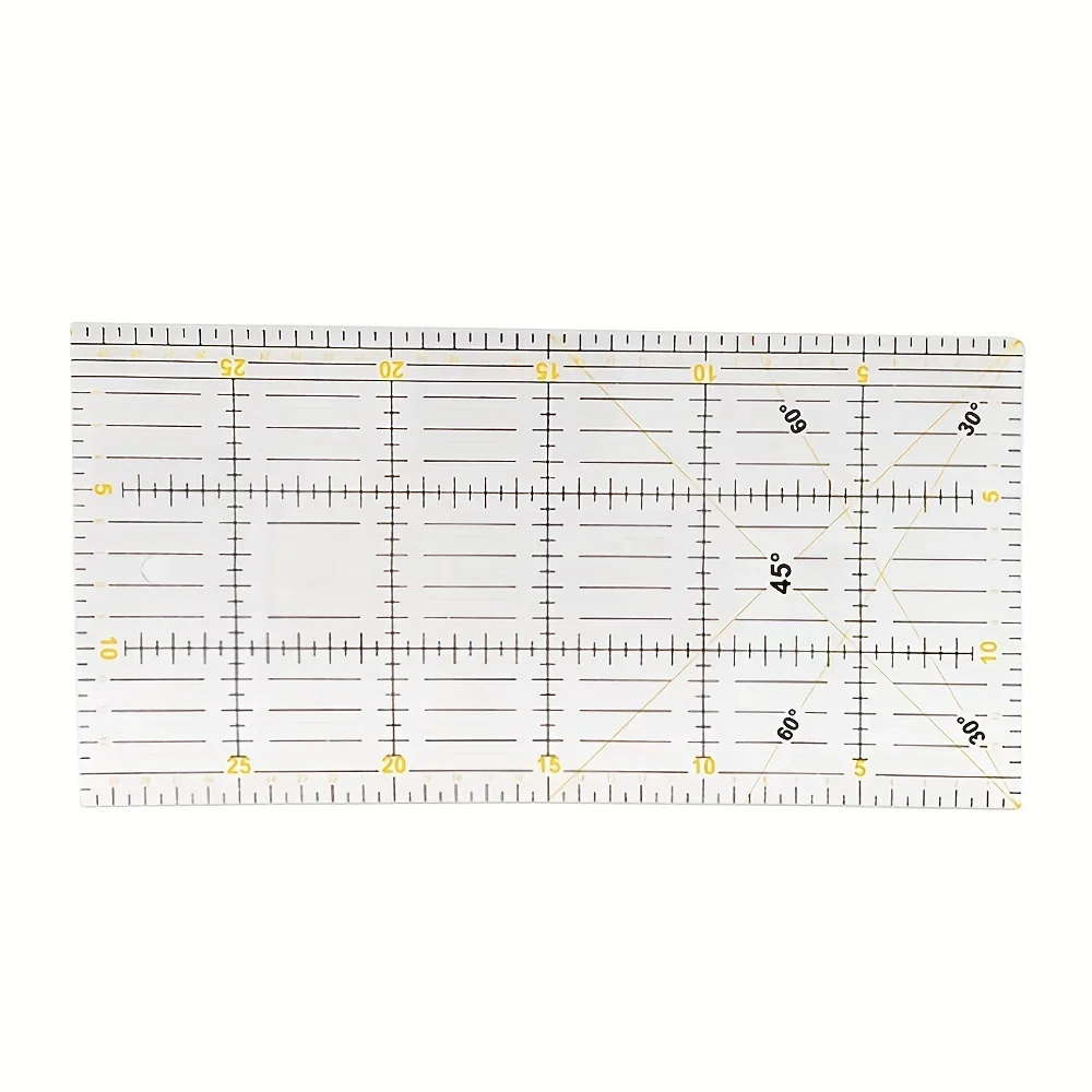 1pc Acrylic Sewing Patchwork Ruler Cutting Ruler Two-Color Long Square Ruler Hollow Ruler Pvc