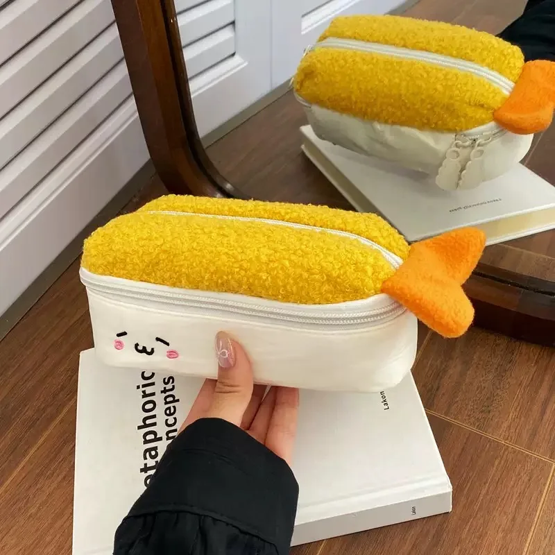 

Новый милый мультяшный хвост жареных креветок для студентов большой емкости и высококачественный пенал для хранения канцелярских принадлежностей, обучающий подарок