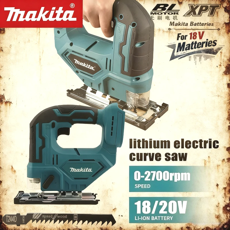 

Makita DJV182Z 340 Вт 18 В Бесщеточный электрический лобзик с пильным полотна Лобзик без аккумулятора, беспокойная ручка ствола DJV182C