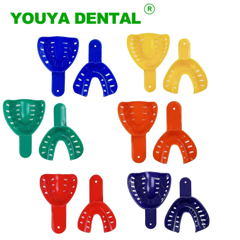12pcs/set Dental Teeth Impression Tray Plastic Dental Trays Teeth Holder for Adult And Children Dentistry Material Dentist Tools