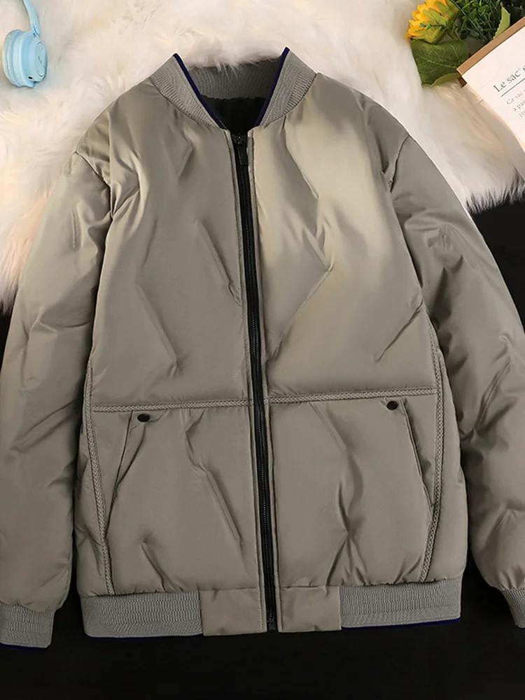 

Trendy Men's plus Size Casual Cotton Jaet Autumn Winter New Sle Baseball Collar Long Sve Coat Loose Fit Online Exclusive